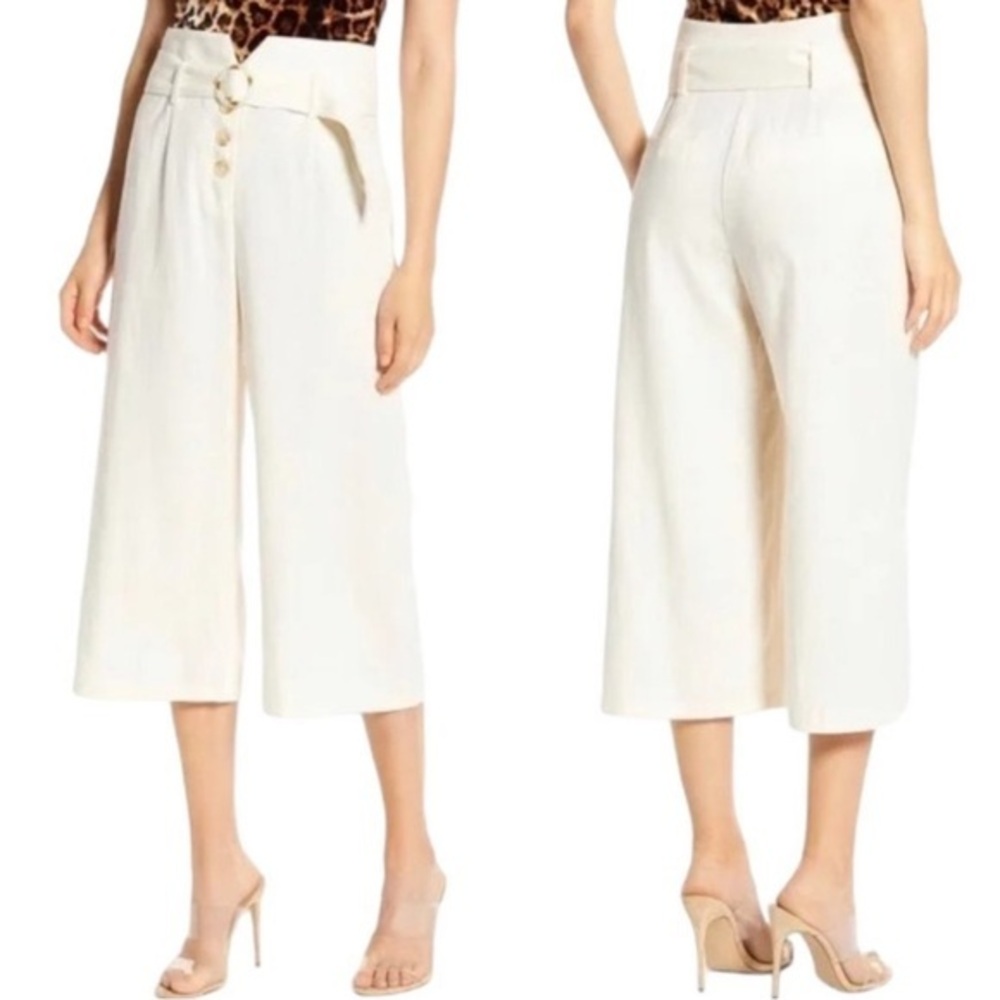 June & Hudson Linen Crop Pants Ivory